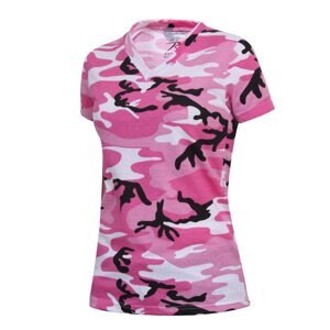 ROTHCO Triko dámské V-výštřih prodloužené PINK CAMO Barva: URBAN CAMO PINK, Velikost: L