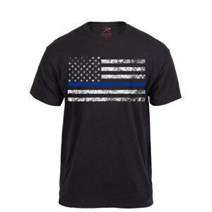 ROTHCO Triko THIN BLUE LINE US vlajka ČERNÉ Barva: Černá, Velikost: 3XL