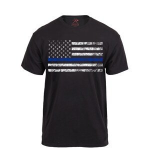 ROTHCO Triko THIN BLUE LINE US vlajka ČERNÉ Barva: Černá, Velikost: 4XL