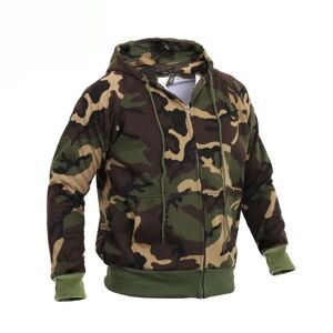 ROTHCO Mikina s kapucí THERMAL na zip WOODLAND Barva: US WOODLAND, Velikost: 3XL