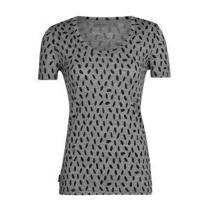 dámské merino triko krátký rukáv ICEBREAKER Wmns Tech Lite II SS Scoop Tee 1000 Footste, Metro Heather/Aop (vzorek) velikost: S