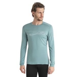 ICEBREAKER Mens 200 Oasis LS Crewe Ski Stripes, Cloud Ray (vzorek) velikost: M