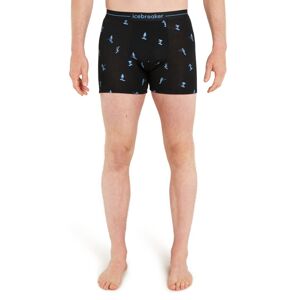 Pánské merino boxerky ICEBREAKER Mens 150 Anatomica Boxers Ski Day, Black/Aop velikost: S