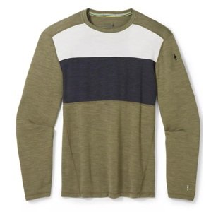 Smartwool M CLASSIC THERMAL MERINO BASE LAYER COLORBLOCK CREW BOXED winter moss heather Velikost: M spodní prádlo