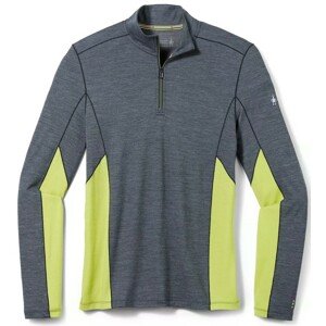 Smartwool MERINO SPORTONG SLEEVE 1/4 ZIP charcoal heather-dark citron Velikost: S pánské tričko s dlouhým rukávem