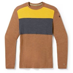 Smartwool CLASSIC THERMAL MERINO BL COLORBLOCK CREW B fox brown heather Velikost: L spodní prádlo