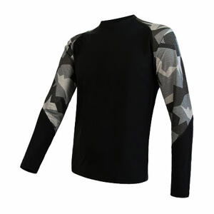 SENSOR MERINO IMPRESS pánské triko dl.rukáv černá/camo Velikost: XL