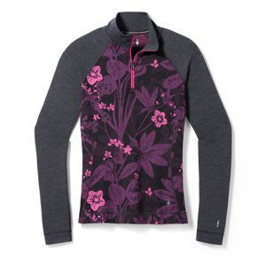 Smartwool W CLASSIC THERMALERINO BL 1/4 ZIP B purple iris floral Velikost: L spodní prádlo