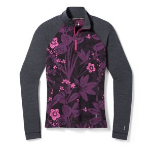 Smartwool W CLASSIC THERMALERINO BL 1/4 ZIP B purple iris floral Velikost: M spodní prádlo