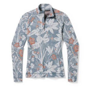 Smartwool W CLASSIC THERMAL MERINO BL 1/4 ZIP B winter sky floral Velikost: L spodní prádlo