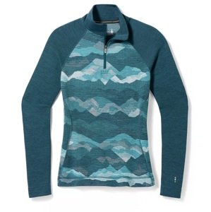 Smartwool W CLASSIC THERMAL MERINO BL 1/4 ZIP B twilight blue mtn scape Velikost: L spodní prádlo