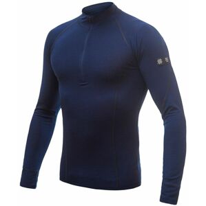 SENSOR MERINO ACTIVE pánské triko dl.rukáv stoják zip deep blue Velikost: S