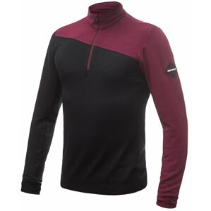 SENSOR MERINO EXTREME pánské triko dl.rukáv zip černá/port red Velikost: XL