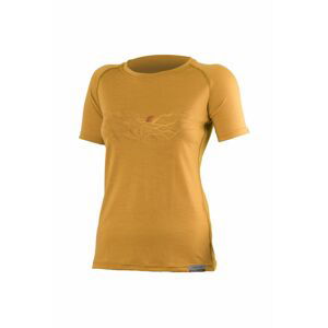 Lasting dámské merino triko s tiskem LAVY hořčicové Velikost: L dámské triko