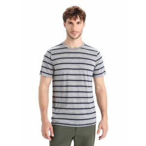 ICEBREAKER Mens Wave SS Tee Stripe, Metro Heather/Midnight Navy velikost: L