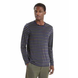 ICEBREAKER Mens Wave LS Tee Stripe, Midnight Navy/Loden velikost: S