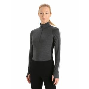 Dámské triko dlouhý rukáv ICEBREAKER Wmns ZoneKnit™ 260 LS Half Zip, Jet Heather/Black/Metro Heather/Cb velikost: S