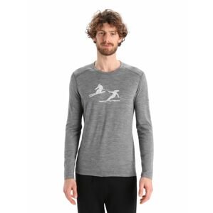 Pánské triko dlouhý rukáv ICEBREAKER Mens 200 Oasis LS Crewe Last Run, Gritstone Heather velikost: M