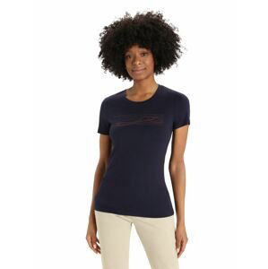 Dámské triko krátký rukáv ICEBREAKER Wmns Tech Lite II SS Tee Ski Stripes, Midnight Navy velikost: XL