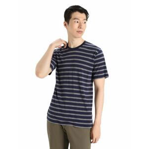 Pánské triko krátký rukáv ICEBREAKER Mens Drayden SS Tee Stripe, Midnight Navy/Gritstone Heather/S velikost: S