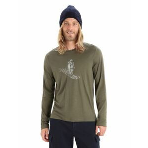 Pánské triko dlouhý rukáv ICEBREAKER Mens Tech Lite II LS Tee Skiing Yeti, Loden velikost: M