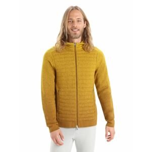 Pánská mikina s kapucí, zip ICEBREAKER Mens ZoneKnit™ Insulated LS Zip Hoodie, Clove/Silent Gold velikost: L