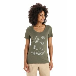 ICEBREAKER Wmns Tech Lite II SS Scoop Tee Fresh Growth, Loden velikost: XS