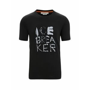 ICEBREAKER Mens Tencel Cotton SS Tee Natural Logo, Black velikost: XS