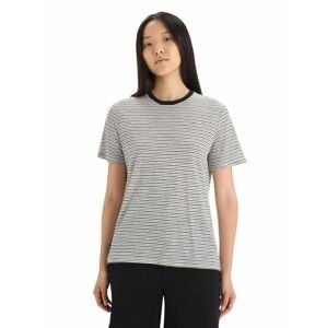 ICEBREAKER Wmns Merino Linen SS Tee Stripe, Snow/Black velikost: S