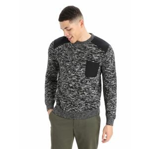 Pánský svetr ICEBREAKER Mens Barein Crewe Sweater, Black/Snow velikost: M